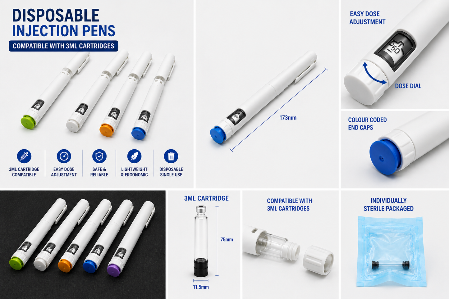 Disposable Peptide Pen 60 IU – 3 mL Cartridge Precision System